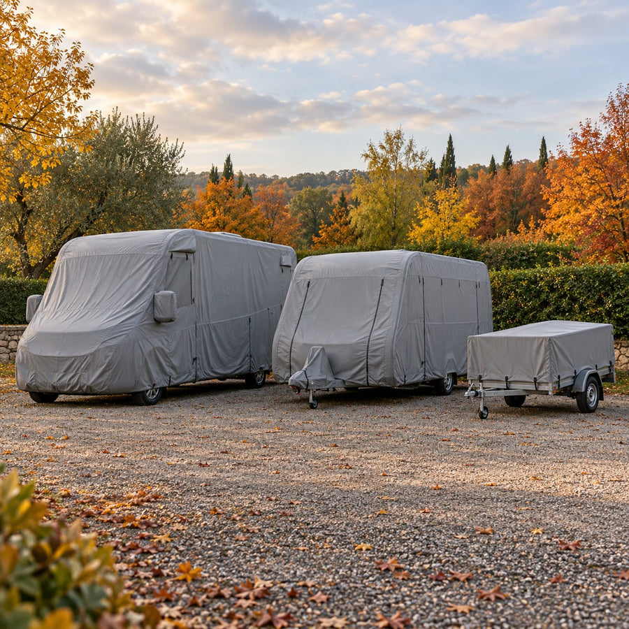 Camping-car, caravane et remorque protégés par des housses