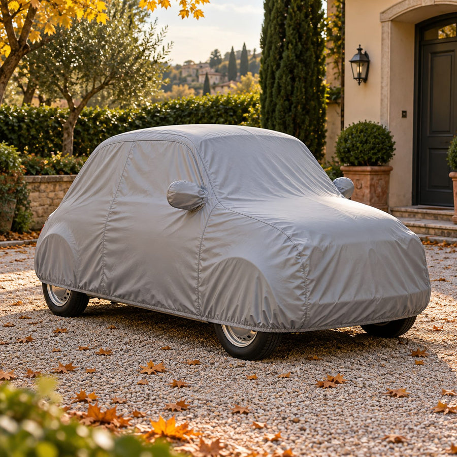 Housse voiture sur une petite citadine italienne