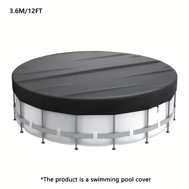 Bâche piscine ronde noire 210D à cordon de serrage, pour bassins de 1,8 à 5,4 m