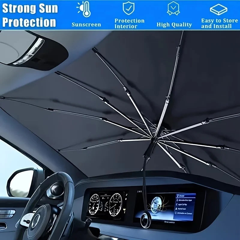 Pare-soleil parapluie pliable pour pare-brise voiture, isolation thermique et protection UV