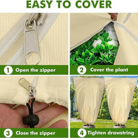 Housse d'hivernage pour plantes en tissu non tissé, cordon de serrage, beige ou blanc, 5 tailles