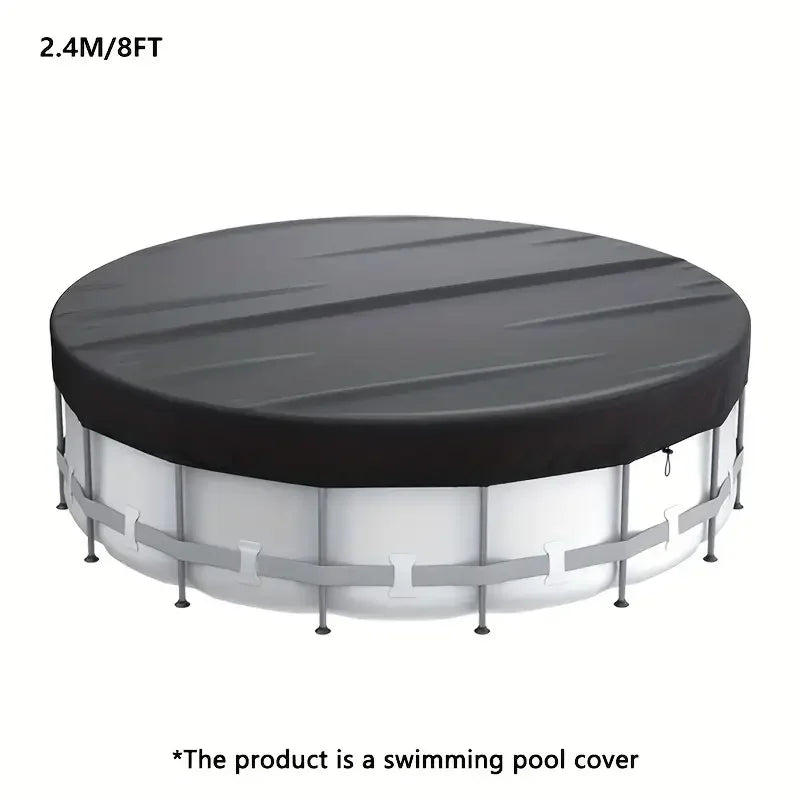 Bâche piscine ronde noire 210D à cordon de serrage, pour bassins de 1,8 à 5,4 m