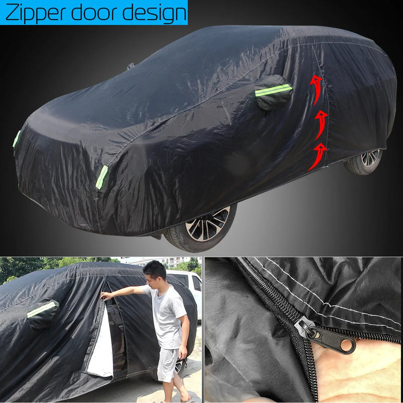 Housse voiture pour Hyundai Kona, Encino, Kauai, polyester 190T noir, 430 x 185 x 160 cm