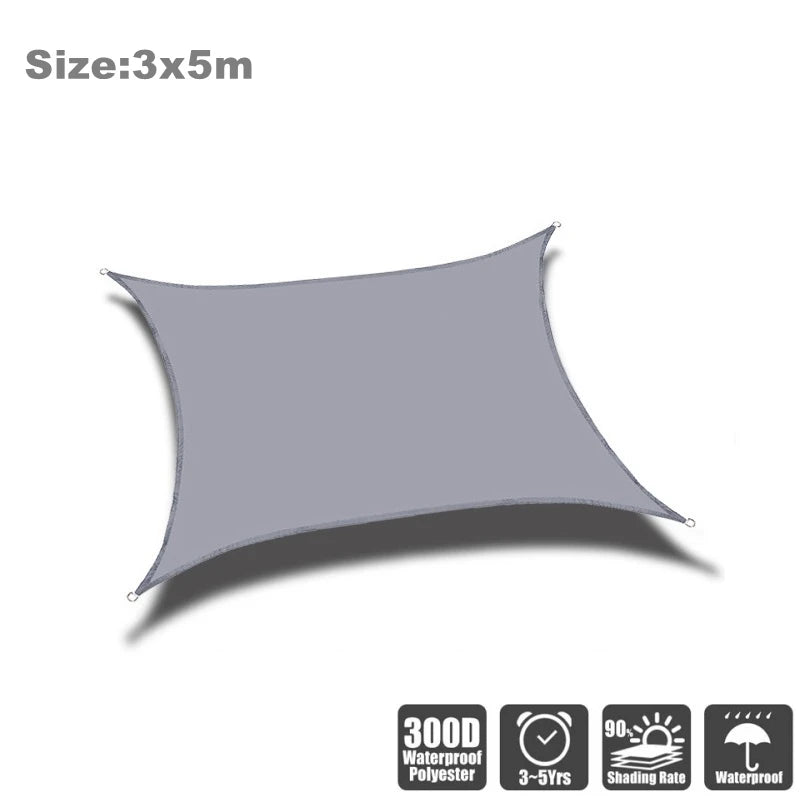 Voile d'ombrage triangulaire et rectangulaire imperméable en Oxford 300D, beige ou gris