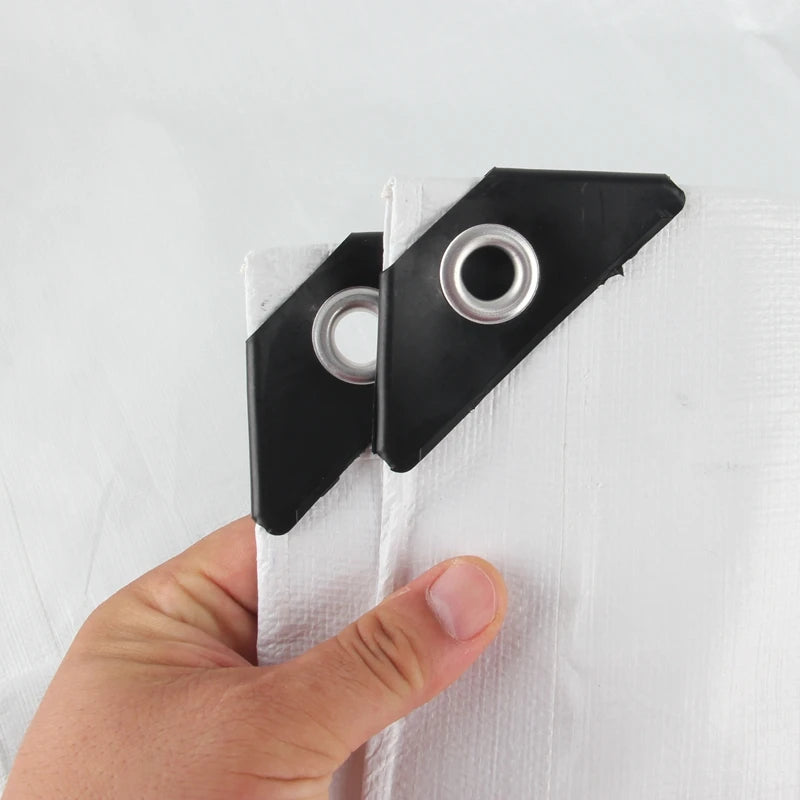 Bâche blanche imperméable en polyéthylène 0,32 mm avec œillets, 9 tailles