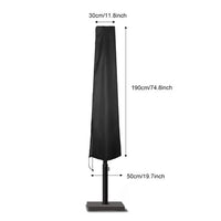 Housse de parasol noire 210D imperméable, déporté ou droit, 5 tailles de 183 à 280 cm