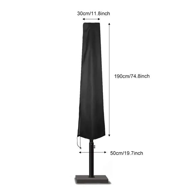 Housse de parasol noire 210D imperméable, déporté ou droit, 5 tailles de 183 à 280 cm