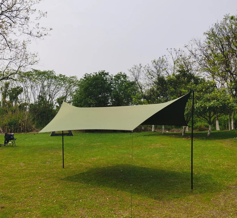 Bâche de camping imperméable Oxford 5 x 4 m avec piquets et cordes, anti-UV