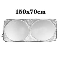 Pare-soleil voiture pliable pour pare-brise, tissu argenté anti-UV, avec sac de rangement, 142x67 à 190x90 cm