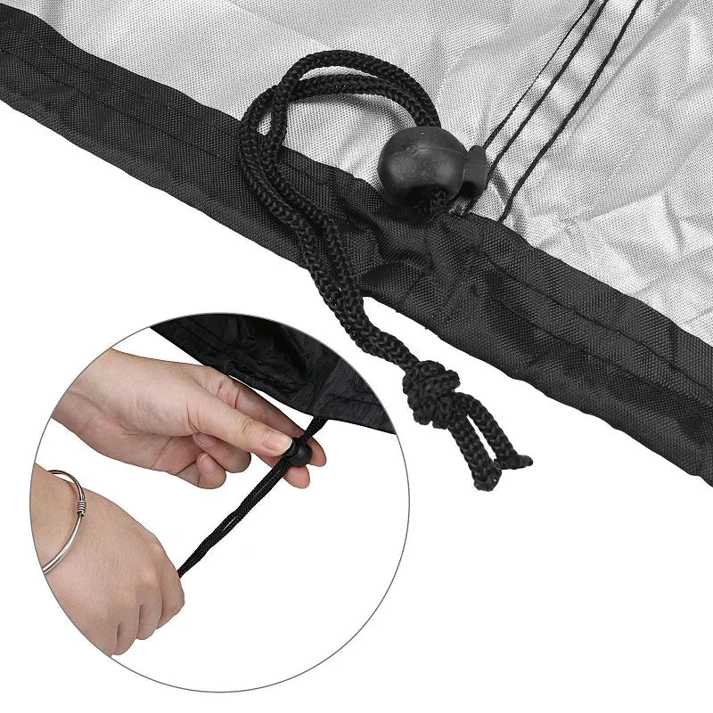 Housse barbecue ronde et rectangulaire Oxford 210D noire, 12 tailles de 71 à 190 cm