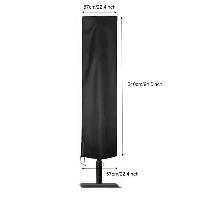 Housse parasol déporté ou droit en polyester 210D noir, fermeture éclair, de 183 à 280 cm
