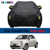 Housse voiture pour Fiat 500 noire en polyester 190T monocouche, anti-UV et coupe-vent