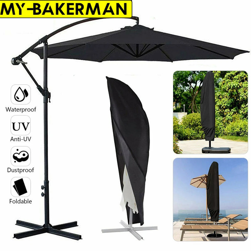 Housse parasol déporté ou droit en polyester 210D noir, fermeture éclair, de 183 à 280 cm