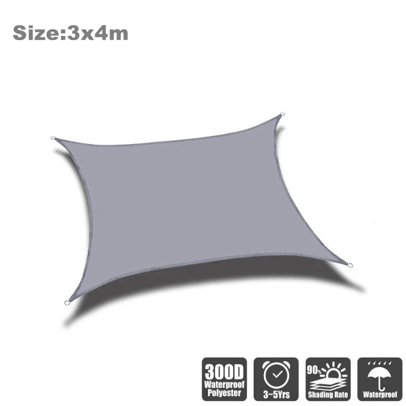 Voile d'ombrage triangulaire et rectangulaire imperméable en Oxford 300D, beige ou gris