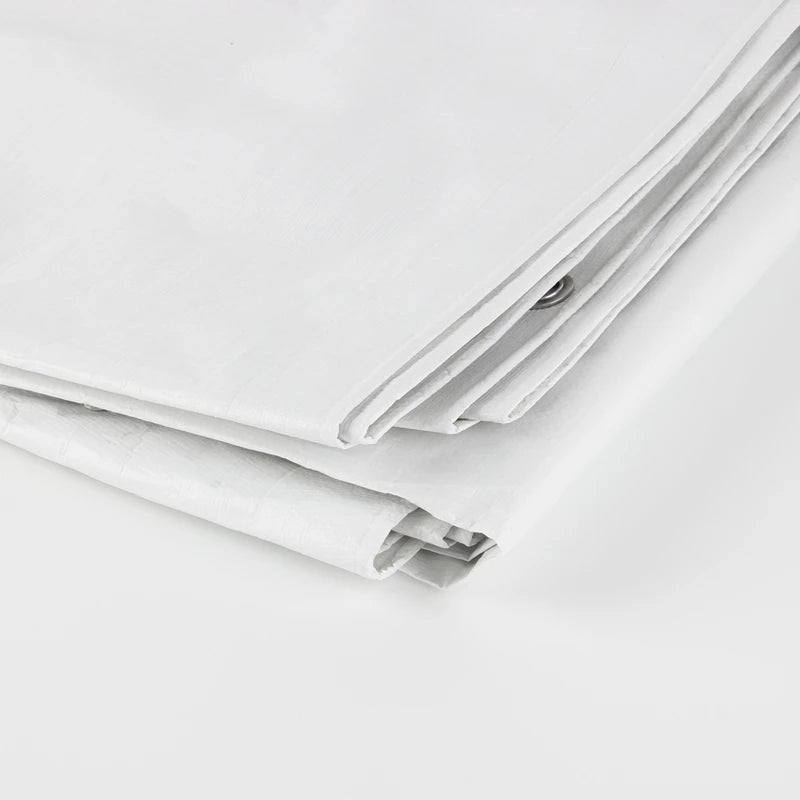 Bâche blanche imperméable en polyéthylène 0,32 mm avec œillets, 9 tailles