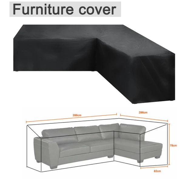 Housse de canapé d'angle de jardin imperméable en polyester, doublure anti-UV, 9 tailles