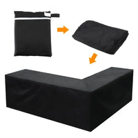 Housse salon de jardin d'angle en L, polyéthylène 100 g/m² noir imperméable, 11 tailles