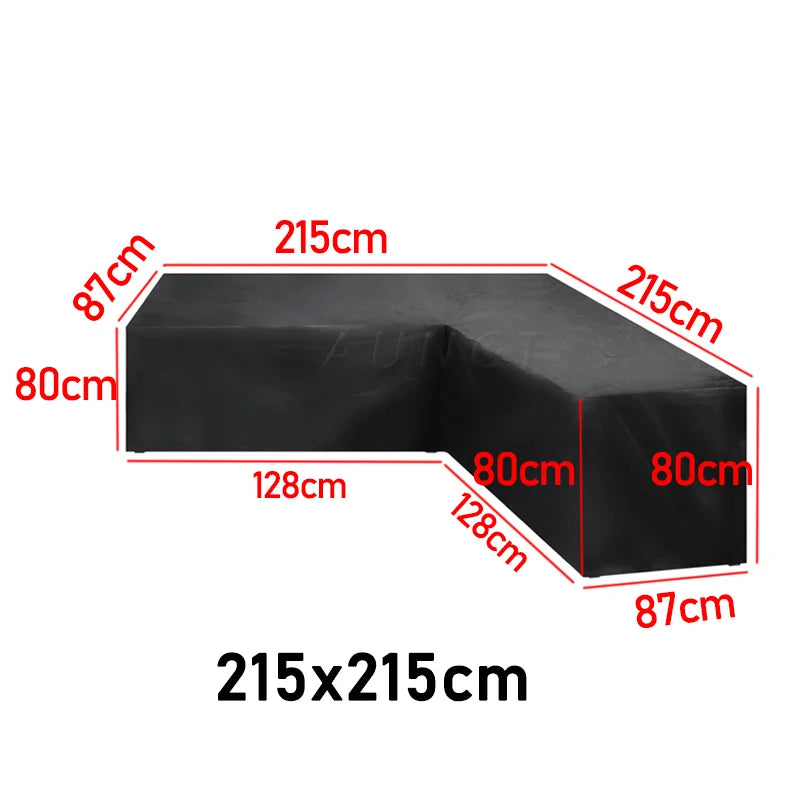 Housse canapé d'angle jardin en L, imperméable, noire, 15 tailles jusqu'à 320 cm
