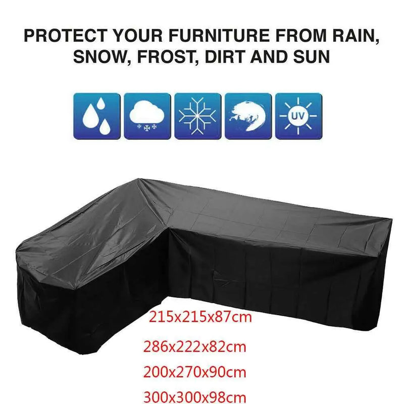 Housse de canapé d'angle de jardin imperméable en polyester, doublure anti-UV, 9 tailles