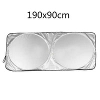 Pare-soleil voiture pliable pour pare-brise, tissu argenté anti-UV, avec sac de rangement, 142x67 à 190x90 cm