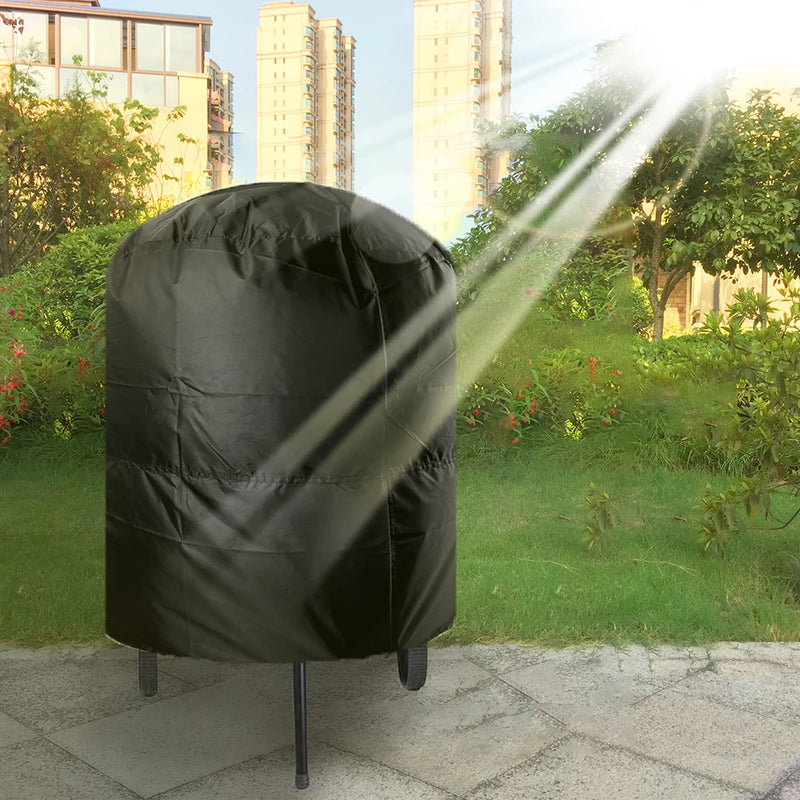 Housse de barbecue ronde en tissu Oxford argenté, anti-UV et imperméable, 2 tailles