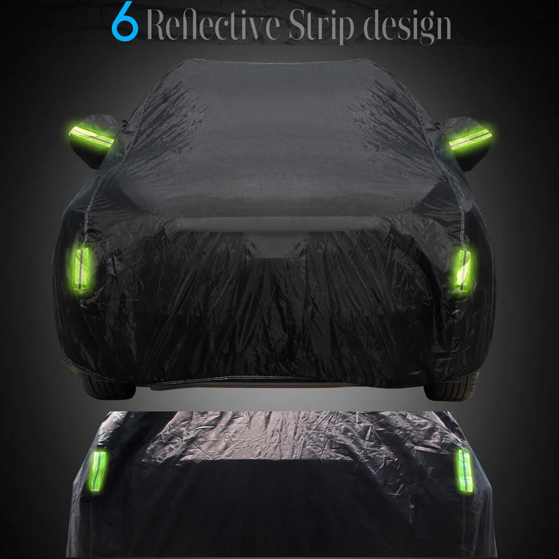 Housse voiture pour Fiat 500 noire en polyester 190T monocouche, anti-UV et coupe-vent