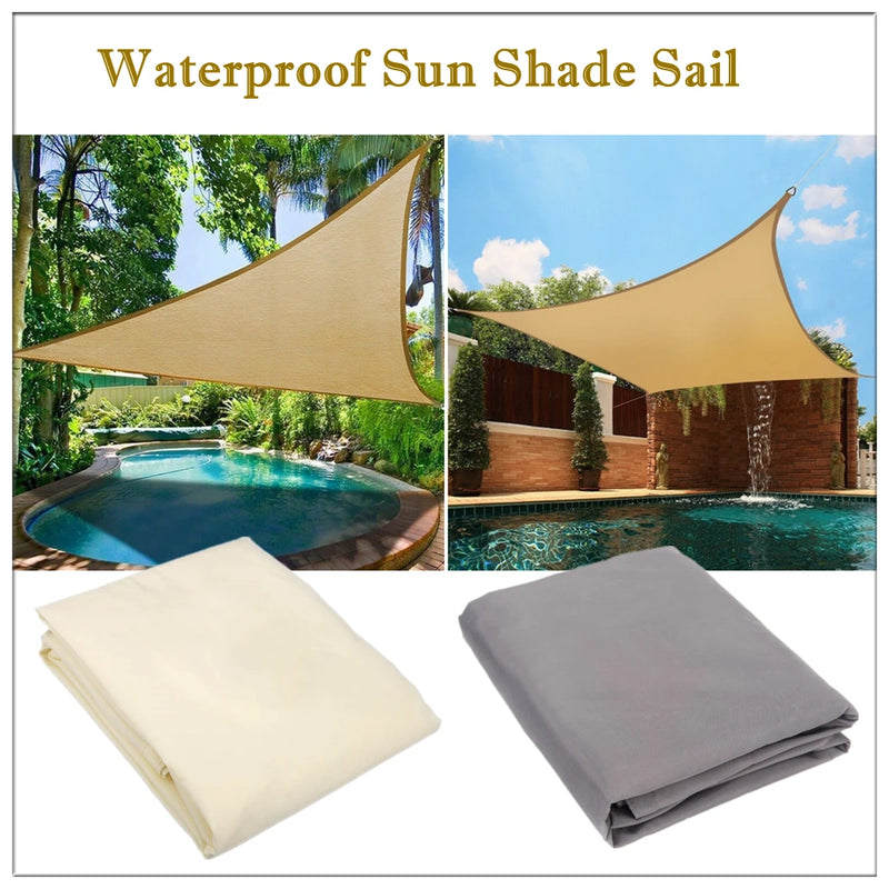 Voile d'ombrage triangulaire et rectangulaire imperméable en Oxford 300D, beige ou gris