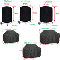 Housse barbecue ronde et rectangulaire Oxford 210D noire, 12 tailles de 71 à 190 cm