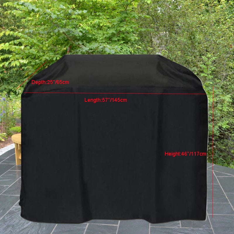 Housse de barbecue universelle imperméable en tissu Oxford noir, 4 tailles de 80 à 190 cm