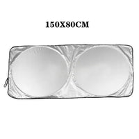 Pare-soleil voiture pliable pour pare-brise, tissu argenté anti-UV, avec sac de rangement, 142x67 à 190x90 cm