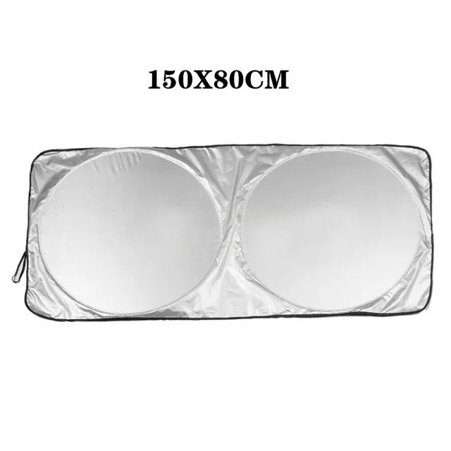 Pare-soleil voiture pliable pour pare-brise, tissu argenté anti-UV, avec sac de rangement, 142x67 à 190x90 cm