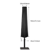 Housse de parasol noire 210D imperméable, déporté ou droit, 5 tailles de 183 à 280 cm