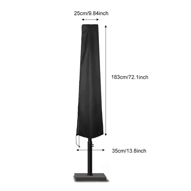 Housse de parasol noire 210D imperméable, déporté ou droit, 5 tailles de 183 à 280 cm