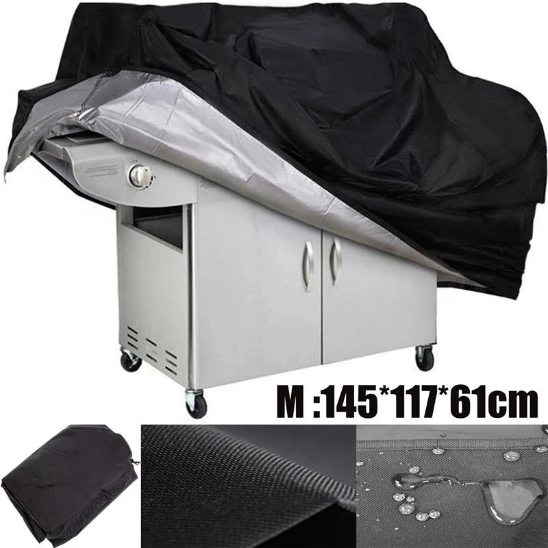 Housse barbecue noire en Oxford imperméable, intérieur argenté, 6 tailles de 80x66x100 à 200x230 cm
