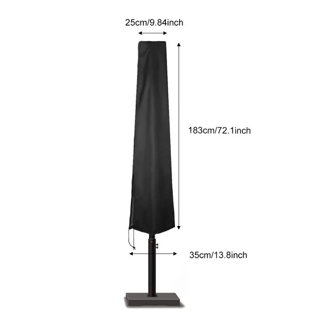 Housse parasol déporté ou droit en polyester 210D noir, fermeture éclair, de 183 à 280 cm