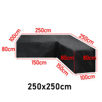 Housse canapé d'angle jardin en L, imperméable, noire, 15 tailles jusqu'à 320 cm