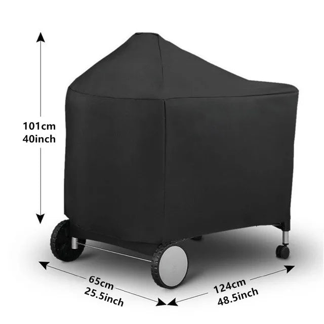 Housse barbecue ronde et rectangulaire Oxford 210D noire, 12 tailles de 71 à 190 cm