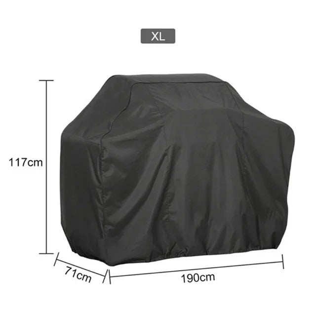 Housse barbecue ronde et rectangulaire Oxford 210D noire, 12 tailles de 71 à 190 cm