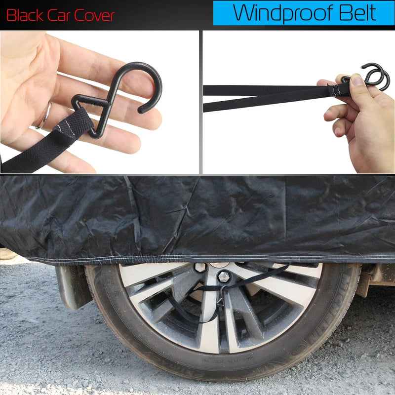 Housse voiture pour Fiat 500 noire en polyester 190T monocouche, anti-UV et coupe-vent