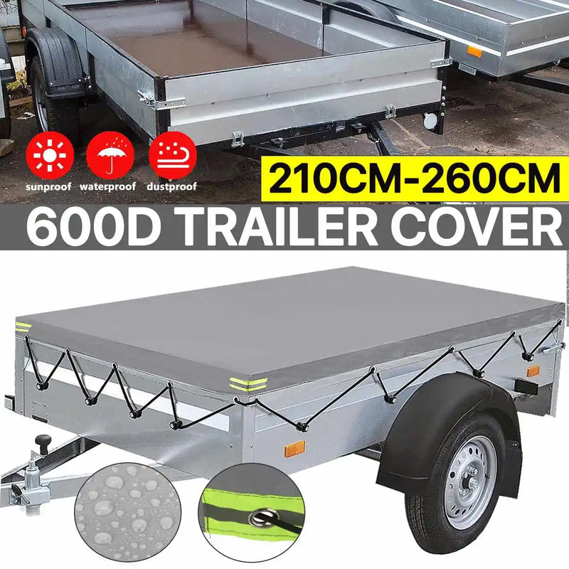 Bâche de remorque 600D imperméable, œillets et bandes réfléchissantes, 3 tailles