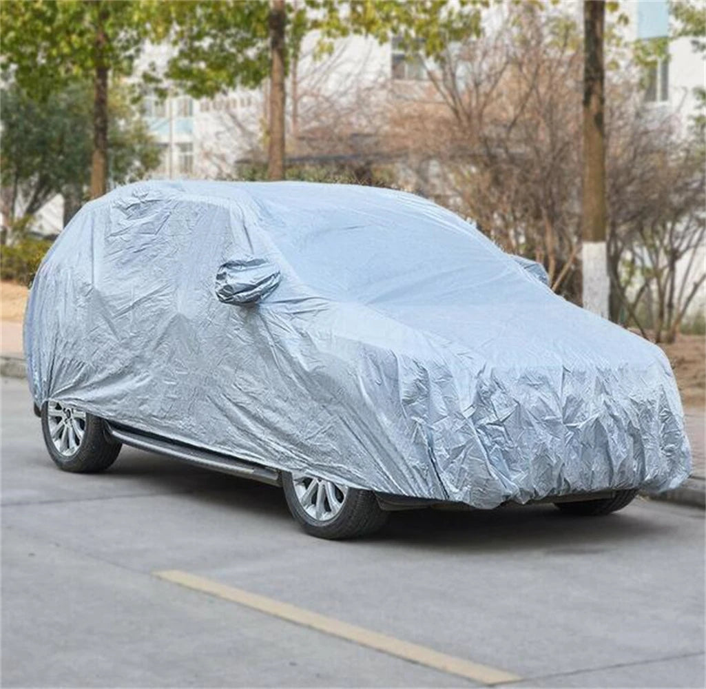 Housse voiture universelle argentée imperméable et anti-UV, 7 tailles de 4,15 à 5,40 m