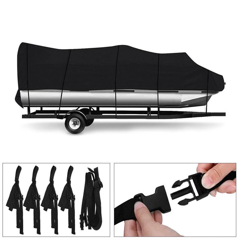 Housse bateau ponton imperméable Oxford 210D noire, 625 x 360 cm ou 750 x 360 cm