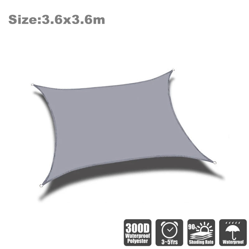 Voile d'ombrage triangulaire et rectangulaire imperméable en Oxford 300D, beige ou gris