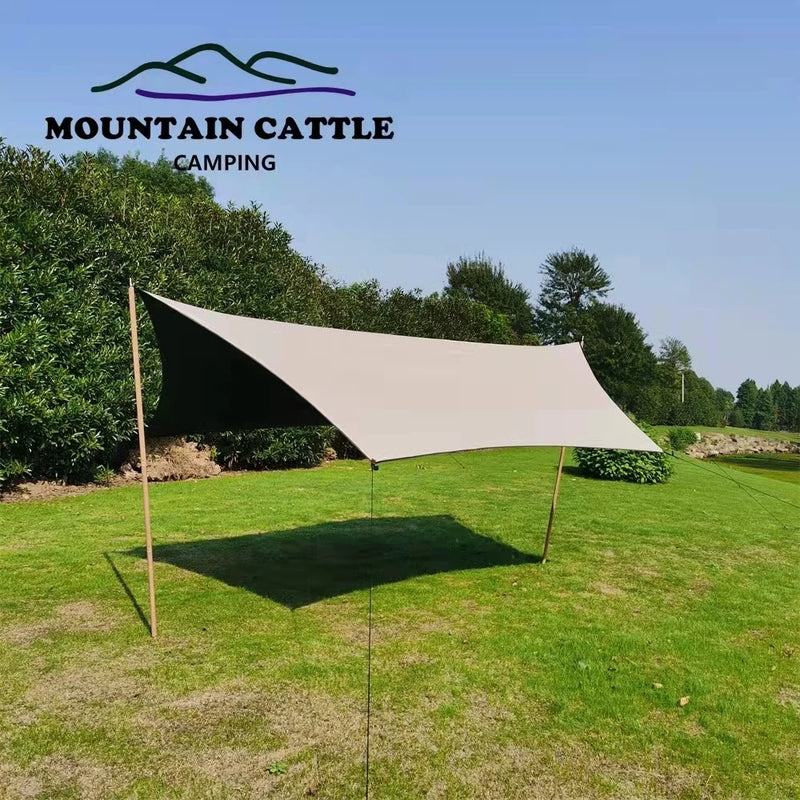 Bâche de camping imperméable Oxford 5 x 4 m avec piquets et cordes, anti-UV
