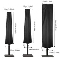 Housse de parasol noire 210D imperméable, déporté ou droit, 5 tailles de 183 à 280 cm