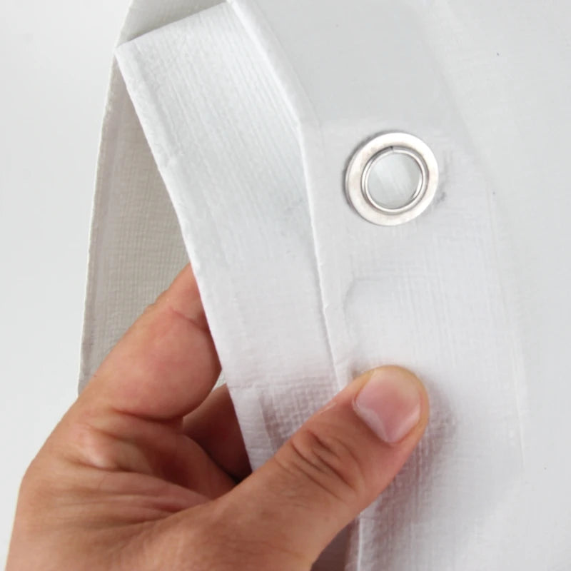 Bâche blanche imperméable en polyéthylène 0,32 mm avec œillets, 9 tailles