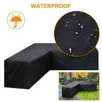 Housse salon de jardin d'angle en L, polyéthylène 100 g/m² noir imperméable, 11 tailles