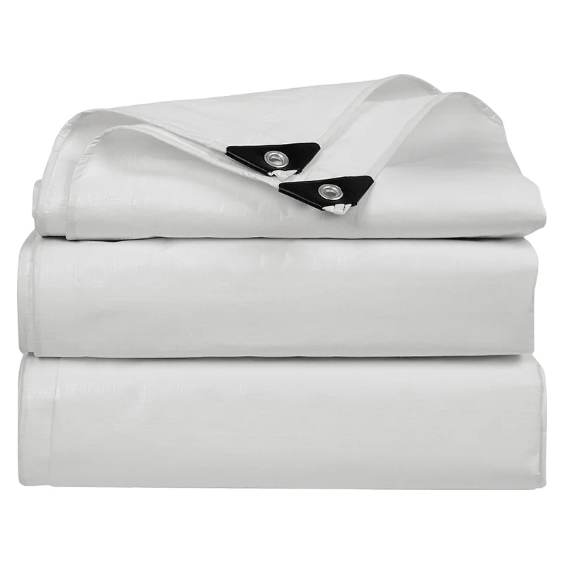 Bâche blanche imperméable en polyéthylène 0,32 mm avec œillets, 9 tailles