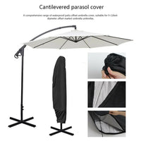 Housse parasol déporté ou droit en polyester 210D noir, fermeture éclair, de 183 à 280 cm