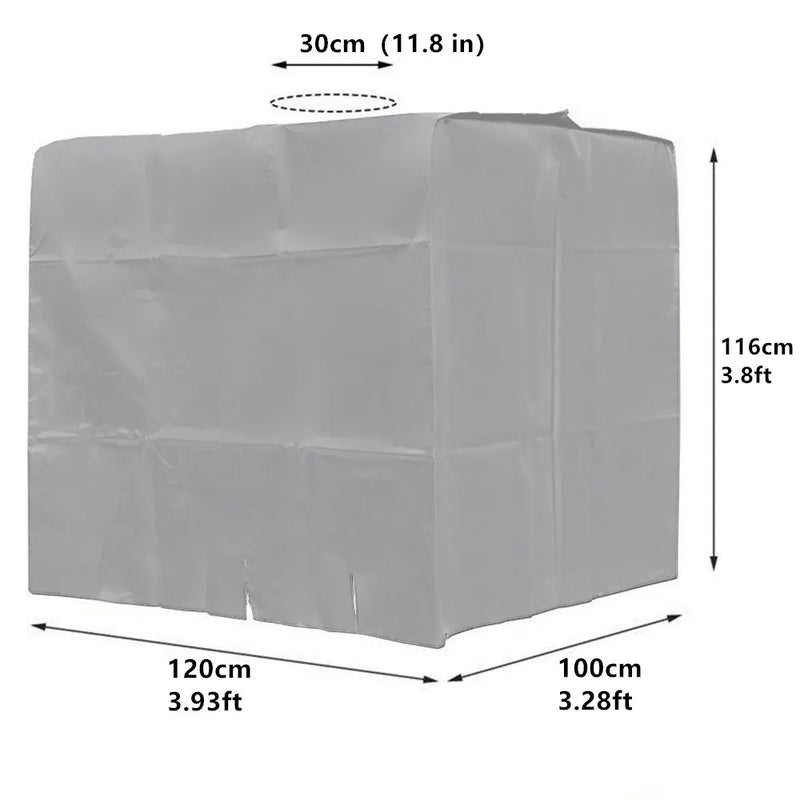 Couverture cuve IBC 1000 L, avec ou sans fermeture éclair, 120 x 100 x 116 cm